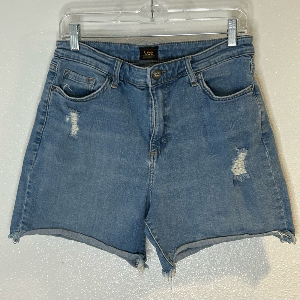 Lee Blue Jean Shorts with Distressed Details Size 10